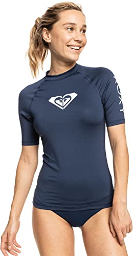 Roxy Damen Whole Hearted Rashguard mit kurzen Ärmeln Rash-Guard-Shirt, Mood Indigo 22, Large von Roxy