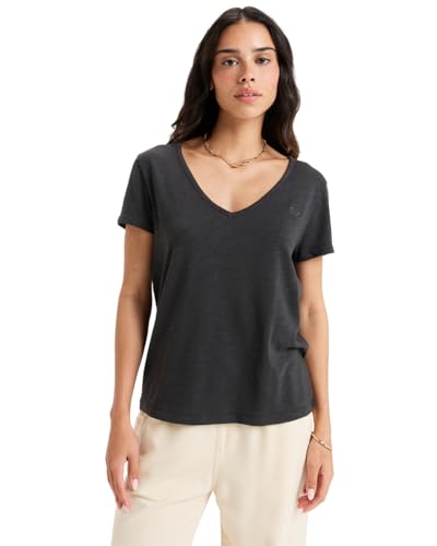 Roxy Damen is Flowing Top V T-Shirt, Phantom, M von Roxy