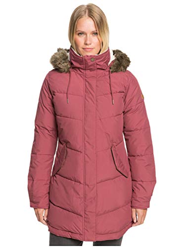 Roxy Ellie - Waterproof Longline Puffer Jacket for Women - wasserdichte Lange Steppjacke - Frauen - M - Rot. von Roxy
