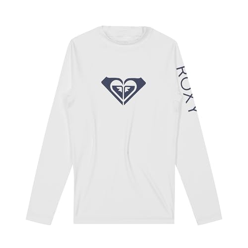 Roxy Girls' Long Sleeve Whole Hearted Rashguard Shirt with UPF 50+ Sun Protection, Bright White von Roxy