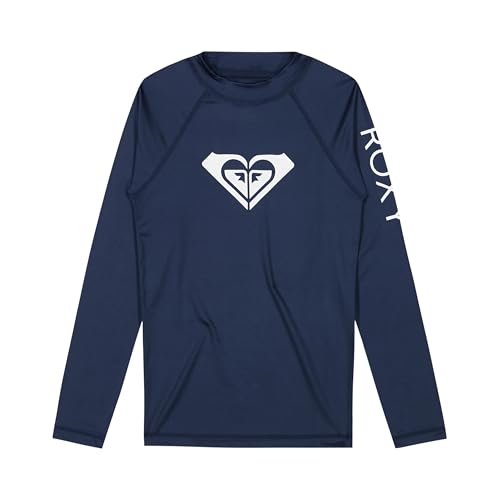 Roxy Girls' Long Sleeve Whole Hearted Rashguard Shirt with UPF 50+ Sun Protection, Moon Indigo von Roxy