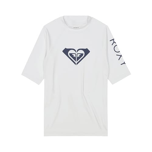 Roxy Girls' Short Sleeve Whole Hearted Rashguard Shirt with UPF 50+ Sun Protection, Bright White von Roxy