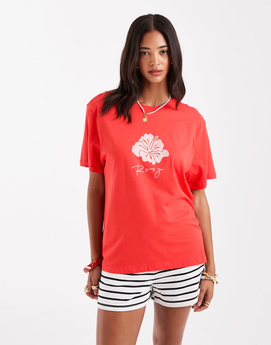 Roxy - Hang loose the Sky - T-Shirt in Mohnrot von Roxy