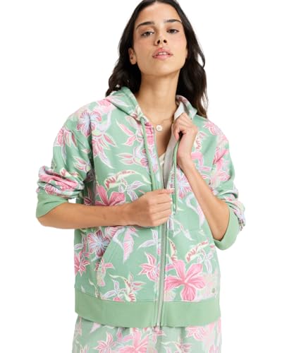 Roxy Hibiscus Island - Full Zip Hoodie for Women - Hoodie mit durchgehendem Reißverschluss - Frauen - S - Grün. von Roxy