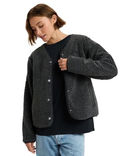Roxy Iconic Town - Button Up Polar Fleece Top for Women - Fleece-Oberteil mit Knopfleiste - Frauen - S - Schwarz. von Roxy