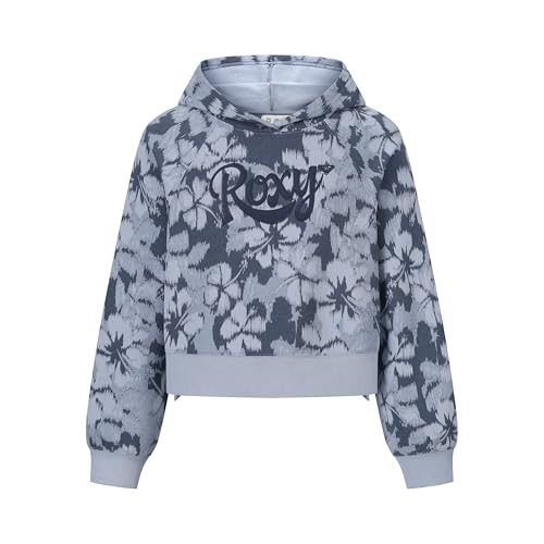 Roxy Mädchen Fleece Pullover Hoodie Sweatshirt Kapuzenpullover, Blauer Hibiskus, 12-14 von Roxy
