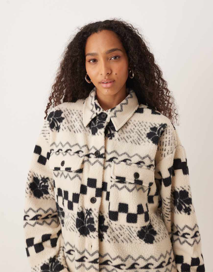 Roxy - Morning Crush - Fleece-Hemdjacke in Parchment Morning Crush-Neutral von Roxy