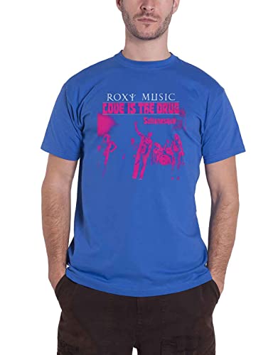 Roxy Music T Shirt Love is The Drug Band Logo Nue Herren Royal Blau XL von Roxy