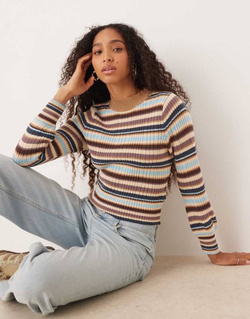 Roxy - Playa Morning - Langärmliger Cropped-Pullover in Himmelblau von Roxy