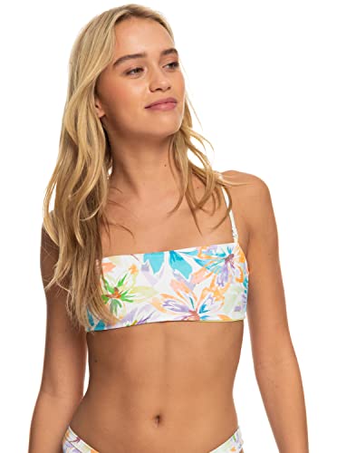 Roxy Retro Revo - Reversible Bandeau Bikini Top for Women - Wendbares Bandeau-Bikinioberteil - Frauen - S - Weiss. von Roxy