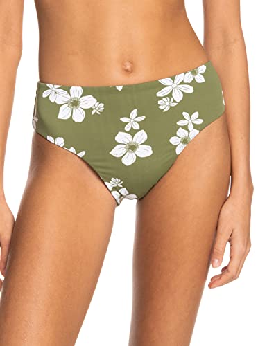 Roxy Retro Revo - Reversible Mid Waist Bikini Bottoms for Women - Wendbare Mid Waist Bikinihose - Frauen - M - Grün. von Roxy