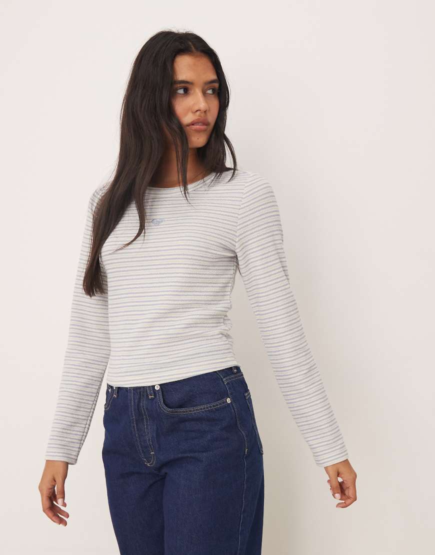 Roxy - Spellbound Stripes - Langärmliges Oberteil mit starker Rippung in der Farbe Egret Spellbound Stripe-Weiß von Roxy