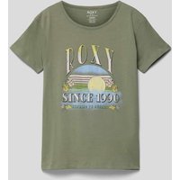 Roxy T-Shirt mit Label-Motiv-Print Modell 'PURPLE HEARTS' in Khaki, Größe 140 von Roxy