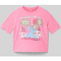 Roxy T-Shirt mit Label-Print in Pink, Größe 164 von Roxy