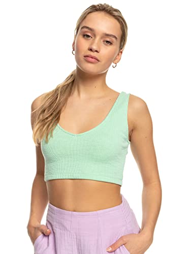 Roxy Time to Move - Rib Knit Strappy Top for Women - Rippstrick-Trägertop - Frauen - L - Grün. von Roxy