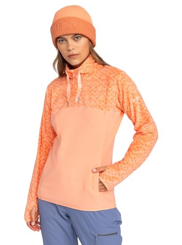 Roxy Women's SAYNA Half Zip Sweatshirt, Peach PINK ROXYGRAM Tonal, L von Roxy