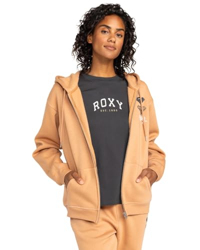 Roxy Women's SURF Stoked Zipped Brushed Sweatshirt, Camel, M von Roxy