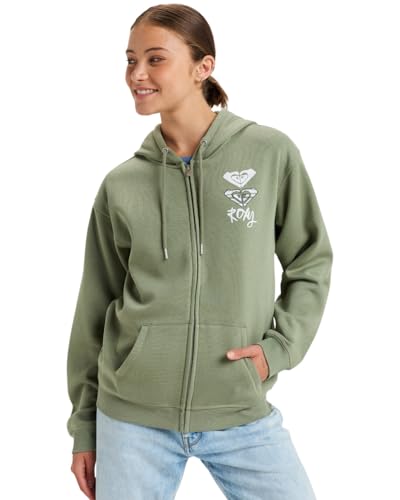 Roxy Women's SURF Stoked Zipped Brushed Sweatshirt, Oil Green, XL von Roxy