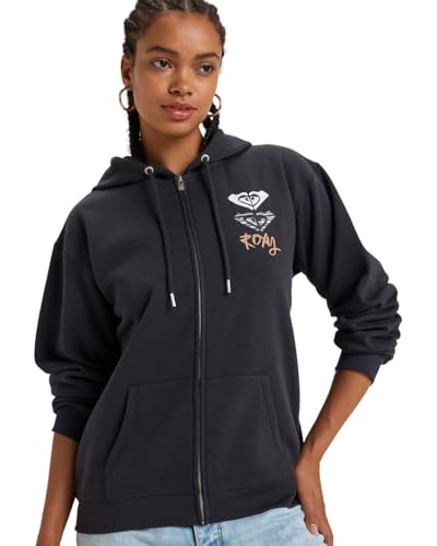 Roxy Women's SURF Stoked Zipped Brushed Sweatshirt, Phantom, L von Roxy