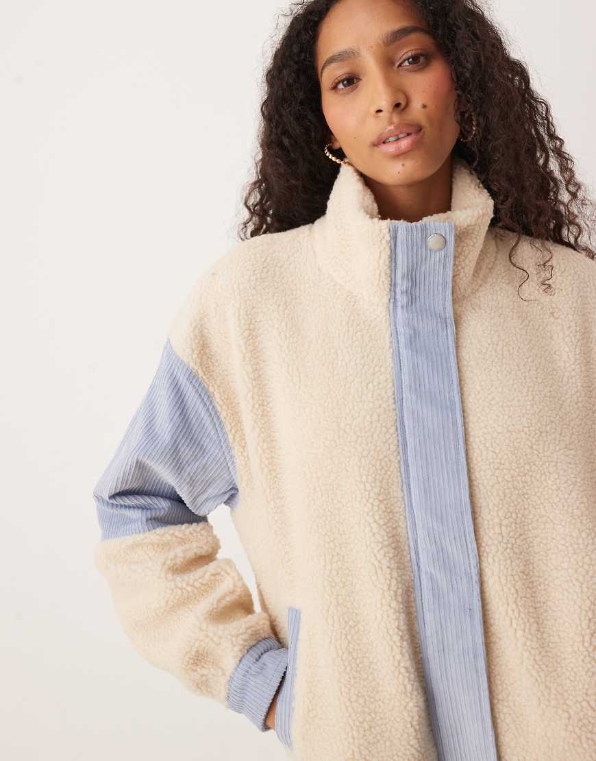 Roxy - Wrap it up - Oversize-Jacke in Tapioca aus Sherpa und Cord-Neutral von Roxy