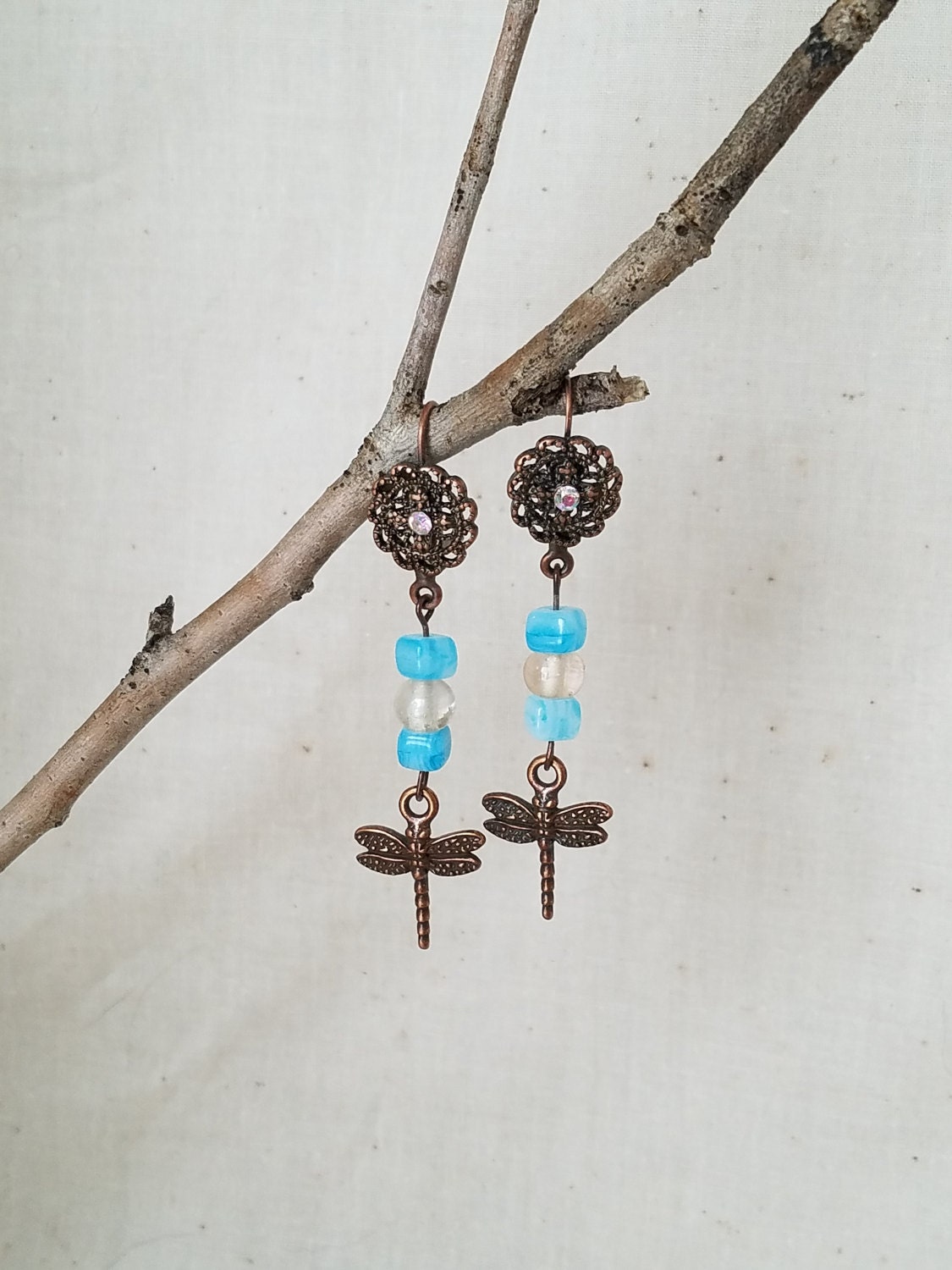 Blau Und Bronze Libellen Ohrringe Blau Und Bronze Libellen Ohrringe von Roxyswhimseys