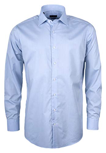 Herren Hemd aus Baumwolle Slim Fit Langarm Bügelleicht natürlicher Stretch (hellblau, 44) von Roy Robson