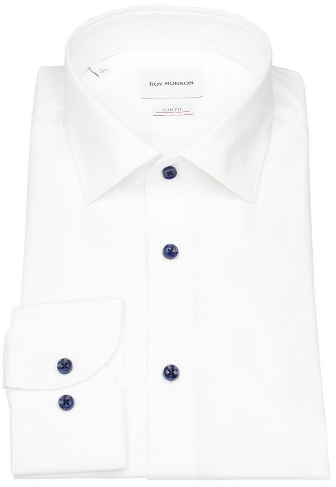 Roy Robson Businesshemd stark tailliert Kentkragen Kontrastknöpfe von Roy Robson