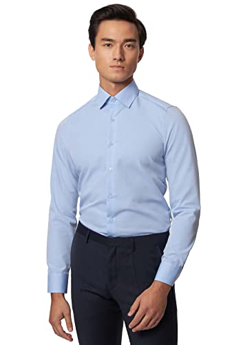 Roy Robson Herren Herren aus Baumwolle Slim Fit Langarm Bügelfrei Hemd, Hellblau, 40 EU von Roy Robson