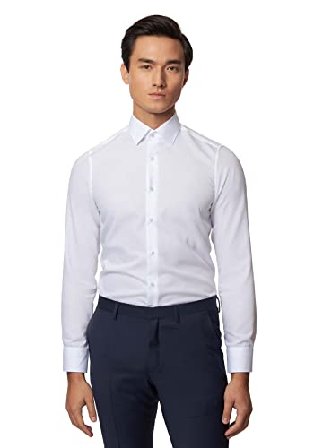 Roy Robson Herren Herren aus Baumwolle Slim Fit Langarm Bügelfrei Hemd, Weiß, 43 EU von Roy Robson