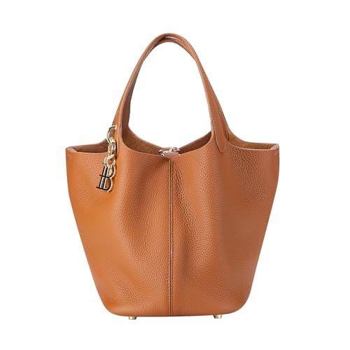 ROYAL BAGGER 3260 Einkaufstasche aus echtem Rindsleder, Magnetverschluss, einfarbig, lässige Handtasche, Braun von Royal Bagger