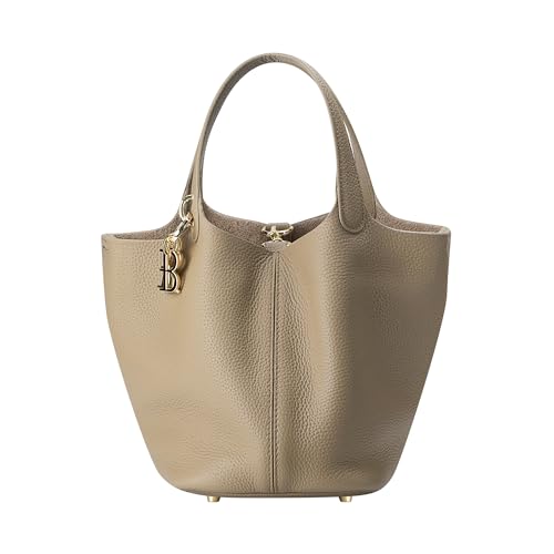 ROYAL BAGGER 3260 Einkaufstasche aus echtem Rindsleder, Magnetverschluss, einfarbig, lässige Handtasche, GRAU von Royal Bagger