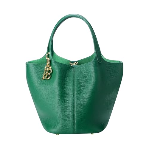 ROYAL BAGGER 3260 Einkaufstasche aus echtem Rindsleder, Magnetverschluss, einfarbig, lässige Handtasche, Grün von Royal Bagger