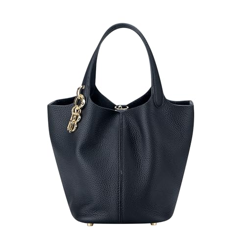 ROYAL BAGGER 3260 Einkaufstasche aus echtem Rindsleder, Magnetverschluss, einfarbig, lässige Handtasche, Schwarz von Royal Bagger