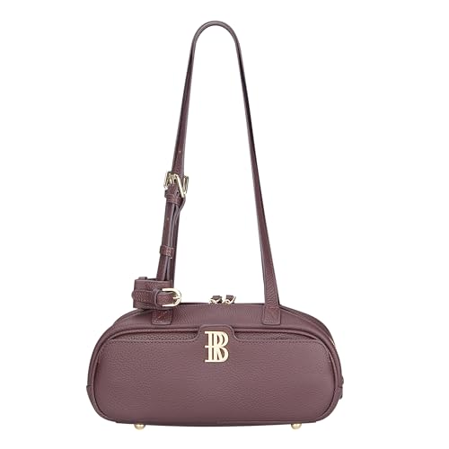 ROYAL BAGGER Schultertasche aus echtem Rindsleder, stilvolle Zylinder-Geldbörse mit verstellbarem Riemen, 3249, Weinviolett von Royal Bagger