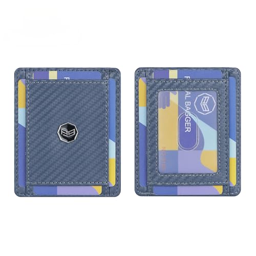 Royal Bagger - 1pc Carbon Fiber RFID-Blockierung Kartenhalter für Männer, schlanke minimalistische Brieftasche, leichte Reise Mini Geldbörse 3230 (Meeresblau) von Royal Bagger