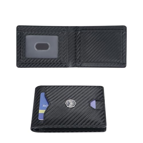 Royal Bagger Carbon Fiber Slim Geldbörsen für Männer, minimalistische RFID-Blockierung Kartenhalter, leichte Fronttasche Brieftasche 3240 (Schwarz) von Royal Bagger
