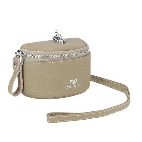 Royal Bagger Cute Mini Coin Purse für Frauen - RFID-Blockierung, echtes Leder Change Pouch Mode einfache Aufbewahrungstasche 2900 (Hellgrau) von Royal Bagger