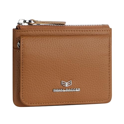Royal Bagger Echtes Leder Damen Geldbörse - RFID-Blockierung kleine Brieftasche, Casual Zipper Change Pouch für den täglichen Gebrauch 3200 (Braun) von Royal Bagger