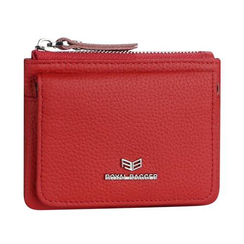 Royal Bagger Echtes Leder Damen Geldbörse - RFID-Blockierung kleine Brieftasche, Casual Zipper Change Pouch für den täglichen Gebrauch 3200 (Leuchtendes Rot) von Royal Bagger