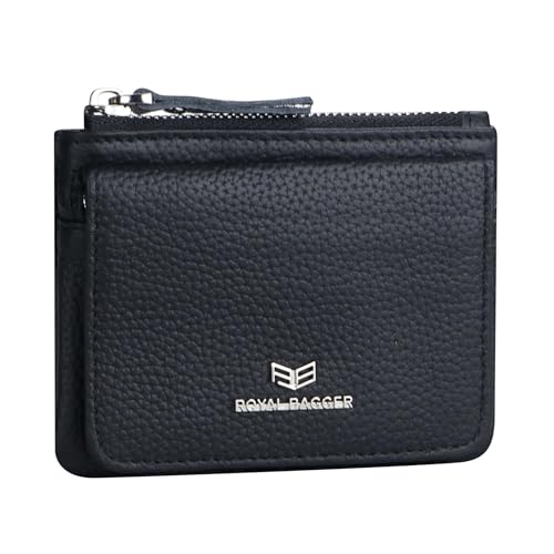 Royal Bagger Echtes Leder Damen Geldbörse - RFID-Blockierung kleine Brieftasche, Casual Zipper Change Pouch für den täglichen Gebrauch 3200 (Schwarz) von Royal Bagger