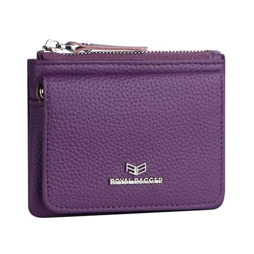 Royal Bagger Echtes Leder Damen Geldbörse - RFID-Blockierung kleine Brieftasche, Casual Zipper Change Pouch für den täglichen Gebrauch 3200 (Tief lila) von Royal Bagger