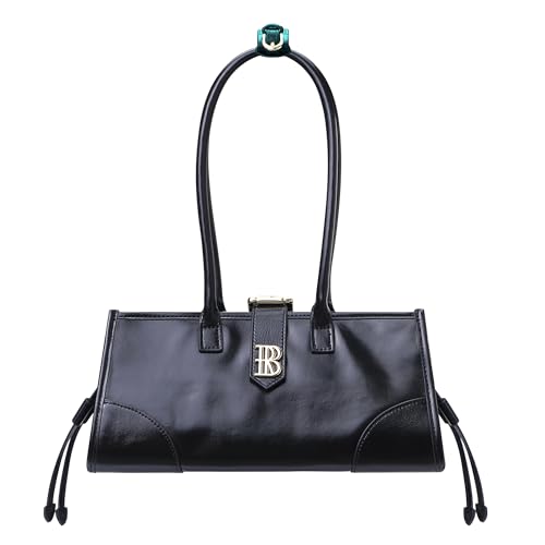 Royal Bagger Echtes Rindsleder Damen Umhängetasche, Retro Unterarm Tote Geldbörse mit großer Kapazität, Top Handle Handtasche 3265 (Schwarz) von Royal Bagger