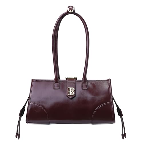 Royal Bagger Echtes Rindsleder Damen Umhängetasche, Retro Unterarm Tote Geldbörse mit großer Kapazität, Top Handle Handtasche 3265 (Weinrot) von Royal Bagger