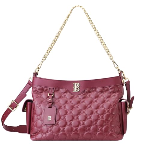 Royal Bagger Echtes Rindsleder Gesteppte Umhängetasche, Große Kapazität Tote Handtasche, Kette Umhängetasche für Frauen 3270 (Weinrot) von Royal Bagger
