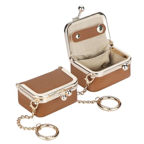 Royal Bagger Echtes Rindsleder Mini-Schmuckkästchen Damen Münze Geldbörse Solid Farbe Kiss Lock Change Pouch Casual Style Kleine Aufbewahrungstasche für Frauen 1894 (Braun 2) von Royal Bagger