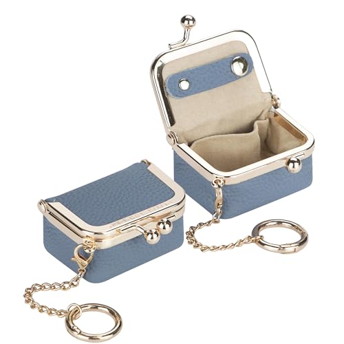 Royal Bagger Echtes Rindsleder Mini-Schmuckkästchen Damen Münze Geldbörse Solid Farbe Kiss Lock Change Pouch Casual Style Kleine Aufbewahrungstasche für Frauen 1894 (Denim Blau 2) von Royal Bagger