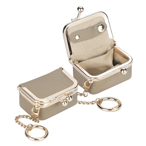 Royal Bagger Echtes Rindsleder Mini-Schmuckkästchen Damen Münze Geldbörse Solid Farbe Kiss Lock Change Pouch Casual Style Kleine Aufbewahrungstasche für Frauen 1894 (Elefant Grau 2) von Royal Bagger