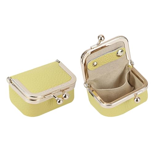 Royal Bagger Echtes Rindsleder Mini-Schmuckkästchen Damen Münze Geldbörse Solid Farbe Kiss Lock Change Pouch Casual Style Kleine Aufbewahrungstasche für Frauen 1894 (Gelb) von Royal Bagger