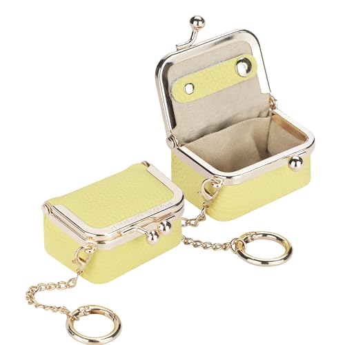 Royal Bagger Echtes Rindsleder Mini-Schmuckkästchen Damen Münze Geldbörse Solid Farbe Kiss Lock Change Pouch Casual Style Kleine Aufbewahrungstasche für Frauen 1894 (Gelb 2) von Royal Bagger