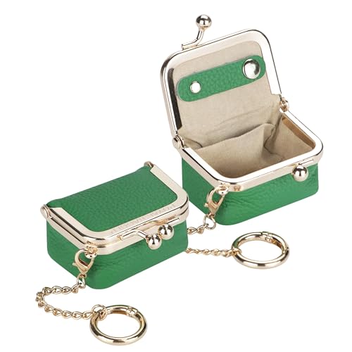 Royal Bagger Echtes Rindsleder Mini-Schmuckkästchen Damen Münze Geldbörse Solid Farbe Kiss Lock Change Pouch Casual Style Kleine Aufbewahrungstasche für Frauen 1894 (Grüner See 2) von Royal Bagger